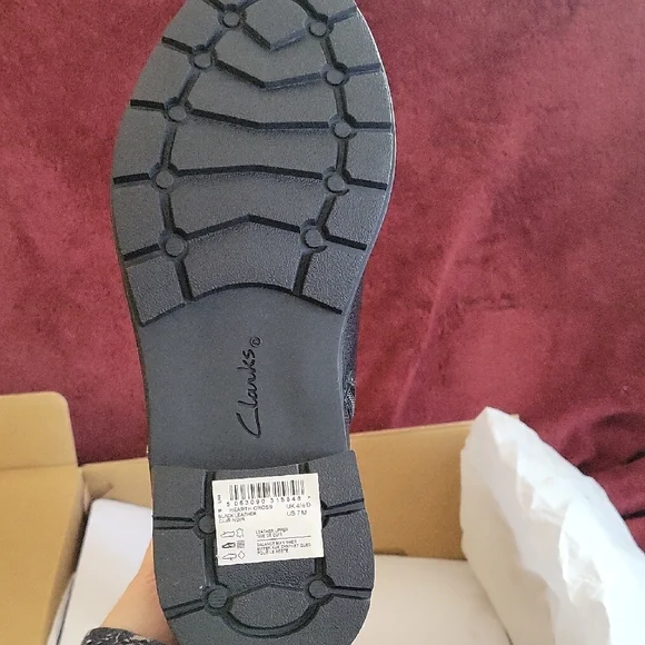 Clarks Black Mid-Calf Heeled Boot with Buckle Accent - Picture 5 of 8